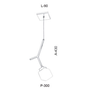 Luminária de Teto Pendente em Y com Vidro Cubo