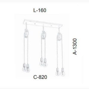 Luminária de Teto Plafon com 3 Roldanas 6 Lâmpadas