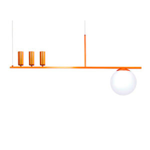 Lustre Pendente 3 Dicroicas Tubular 1 Globo