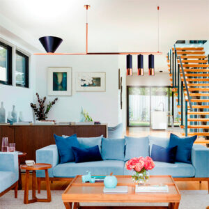 Lustre Pendente 3 Dicroicas Tubulares 1 Cone Difusor