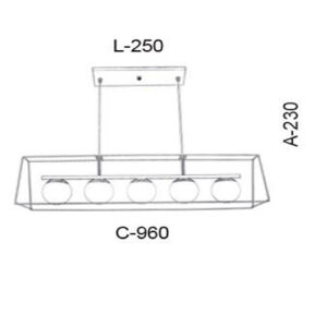 Lustre Pendente 5 Globos Aramados
