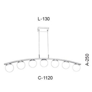 Lustre Pendente 7 Globos Linear Arcado Baixo
