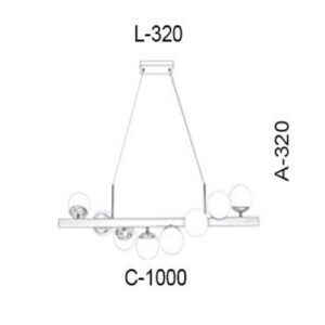 Lustre Pendente Linear com 8 Globos Spin