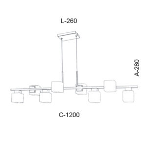 Lustre Pendente Linear com 8 Vidros Cubos