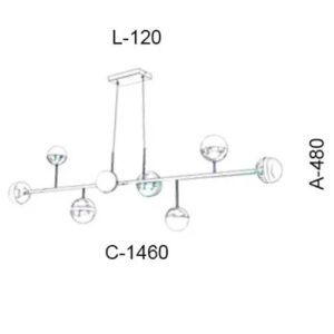 Lustre Pendente Moderno 5 Bolas e 3 Meia Luz