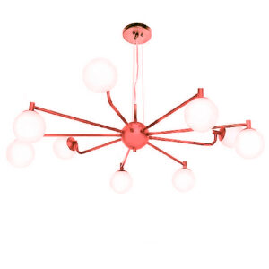 Lustre Pendente Moderno Estrela Linear 9 Globos e 9 Bolas