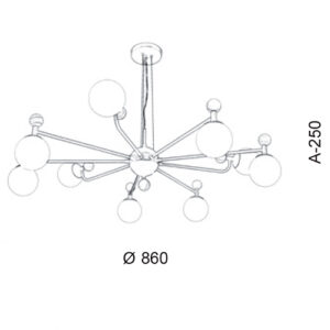 Lustre Pendente Moderno Estrela Linear 9 Globos e 9 Bolas