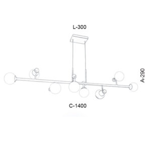 Lustre Pendente Moderno Linear 8 Globos e 8 Bolas