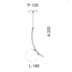Lustre Pendente Moderno Meia Lua com Globo Pequeno