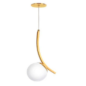 Lustre Pendente Moderno Meia Lua com Globo Pequeno