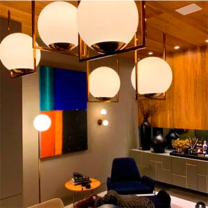 Lustre Pendente Moderno Quadrado com Globos 25cm