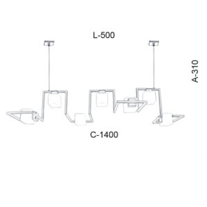 Lustre Pendente Quadrante com 7 Vidros Cubos