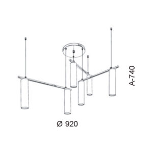 Lustre Pendente Tubular 6 Dicroicas