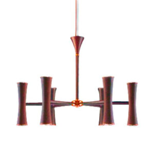 Lustre Plafon Moderno Cone Duplo 1 Andares 6 Braços 12 Lâmpadas