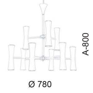Lustre Plafon Moderno Cone Duplo 2 Andares 9 Braços 18 Lâmpadas