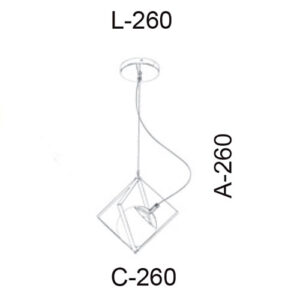 Pendente Moderno Quadrado Aramado com Globo de Vidro