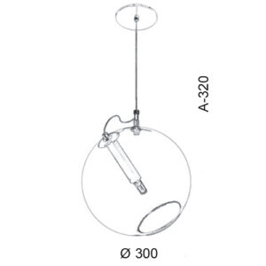 Pendente com Globo de Vidro Fosco G9 Inclinado Grande