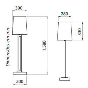 Luminária de Chão Coluna Bipé Único com LED Integrado