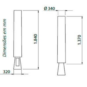 Luminária de Chão Coluna Tecido off White Plissado