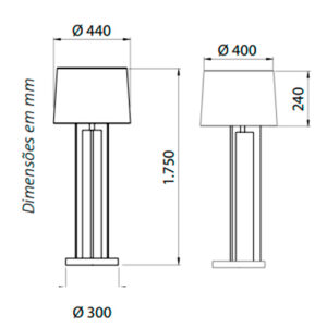 Luminária de Chão Coluna Tripé Único com LED Integrado