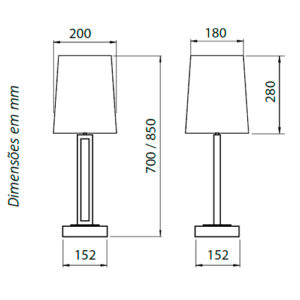 Luminária de Mesa Abajur Base Dupla Quadrado