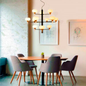 Luminária de Teto Lustre 6 Globos de Vidro Leitoso Fosco