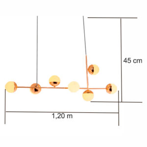 Luminária de Teto Lustre Moderno Linear 6 Globos Cristal