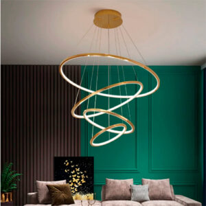 Luminária de Teto Lustre Pendente 5 Aros com LED Integrado