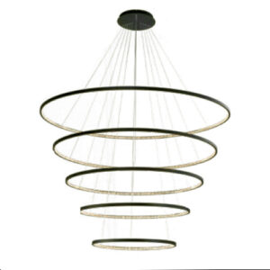 Luminária de Teto Lustre Pendente 5 Aros com LED Integrado