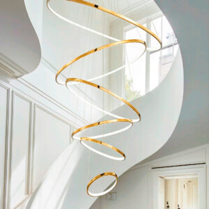 Luminária de Teto Lustre Pendente 6 Aros com LED Integrado