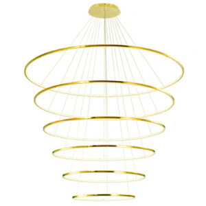 Luminária de Teto Lustre Pendente 6 Aros com LED Integrado