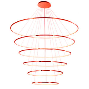 Luminária de Teto Lustre Pendente 6 Aros com LED Integrado