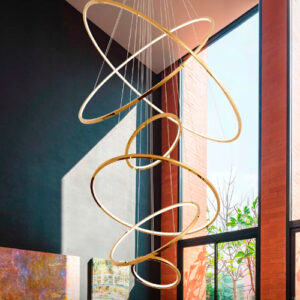 Luminária de Teto Lustre Pendente 6 Aros com LED Integrado