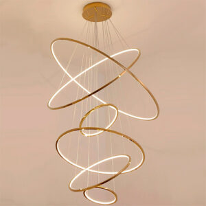 Luminária de Teto Lustre Pendente 6 Aros com LED Integrado