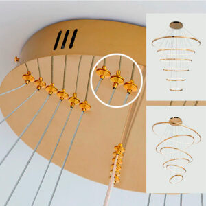 Luminária de Teto Lustre Pendente 6 Aros com LED Integrado