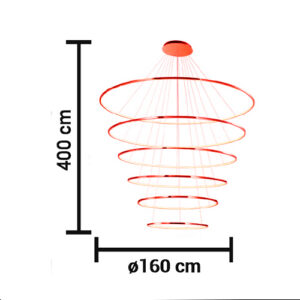 Luminária de Teto Lustre Pendente 6 Aros com LED Integrado