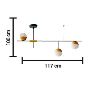 Luminária de Teto Lustre Pendente Linear 3 Globos
