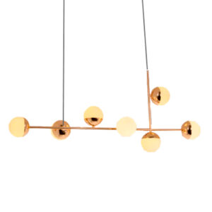 Luminária de Teto Lustre Pendente Linear 7 Globos