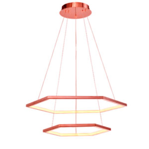 Luminária de Teto Pendente 2 Aros Sextavados com LED Integrado