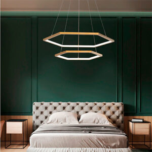 Luminária de Teto Pendente 2 Aros Sextavados com LED Integrado