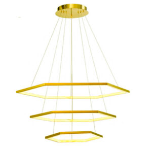 Luminária de Teto Pendente 3 Aros Sextavados com LED Integrado