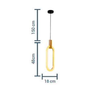 Luminária de Teto Pendente Argola Oval com LED Integrado
