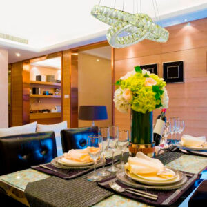 Luminária de Teto Pendente Cristal 2 Aneis com LED Integrado