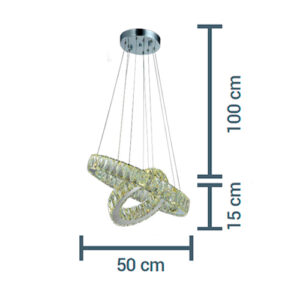 Luminária de Teto Pendente Cristal 2 Aneis com LED Integrado