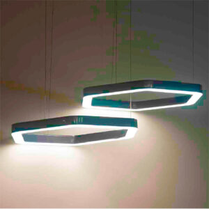 Luminária de Teto Pendente Exagonal em Alumínio com LED Integrado