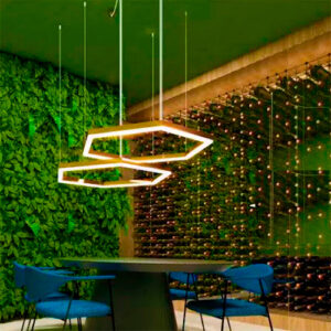 Luminária de Teto Pendente Exagonal em Alumínio com LED Integrado