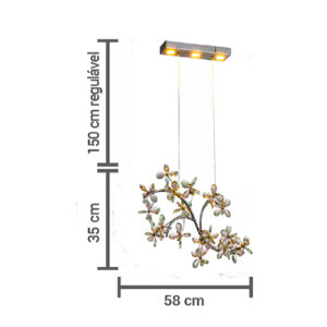 Luminária de Teto Pendente Fluretas de Cristal