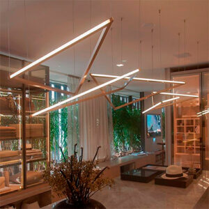 Luminária de Teto Pendente Três Lados com LED Integrado