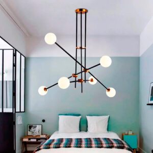 Luminária de Teto Plafon 3 Hastes e 6 Globos