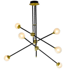 Luminária de Teto Plafon 3 Hastes e 6 Globos